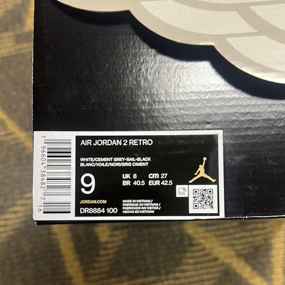 Nike Jordan 2 Retro Men’s Cement Grey DR8884-100 size 9 - Picture 5 of 14